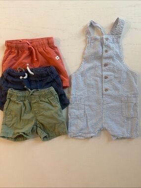 H&M Toddler Baby Boy Shorts Bundle with Striped Overall Romper 12 18 months